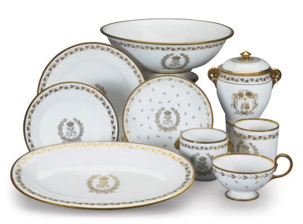 A GROUP OF FRENCH PORCELAIN TABLEWARES FROM THE 'SERVICE DES PRINCES',