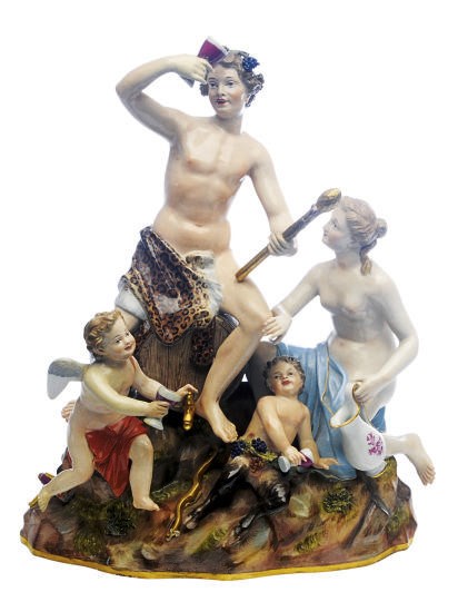 A GERMAN PORCELAIN BACCHANALIAN FIGURE GROUP,