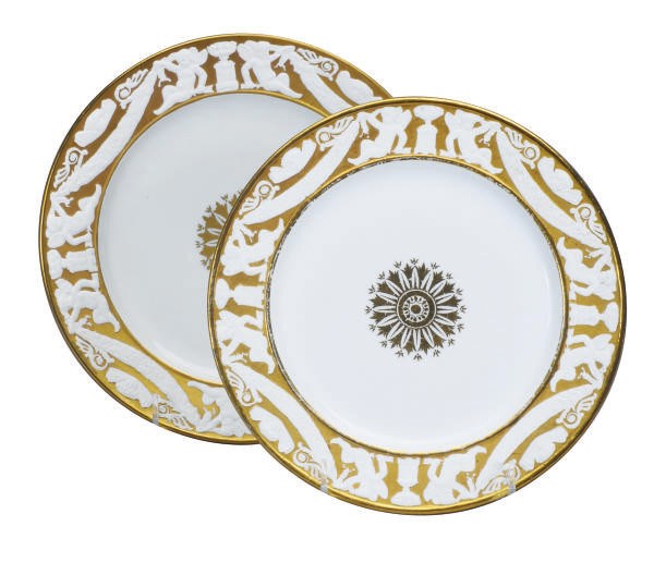 AN ASSEMBLED SEVRES-STYLE PARCEL BISCUIT AND GOLD GROUND DESSERT SERVICE,