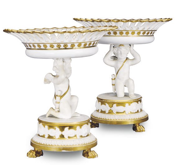 A PAIR OF PARIS PORCELAIN TAZZI,