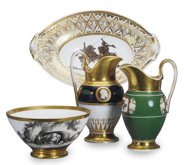 A GROUP OF PARIS PORCELAIN TABLEWARES,
