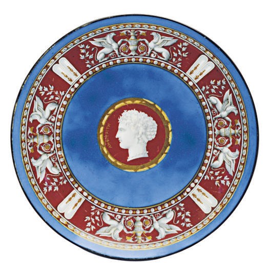 A PARIS BLUE-GROUND CHARGER PRINTED WITH PORTRAIT HEAD OF AMPHITRITE NAMED IN GREEK,