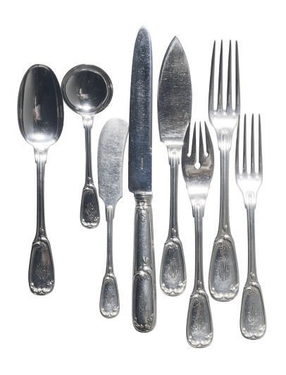A FRENCH SILVER PART FLATWARE SERVICE,