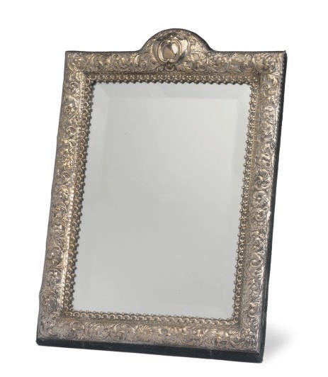 A VICTORIAN SILVER DRESSING MIRROR,
