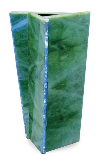 A THREE-SIDED NEPHRITE VASE,