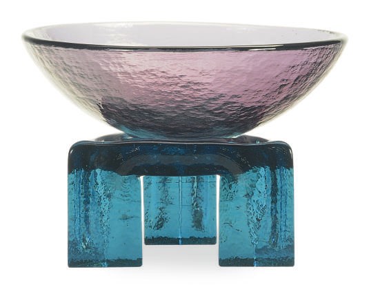 AN AMERICAN MOLDED GLASS BOWL ON STAND,