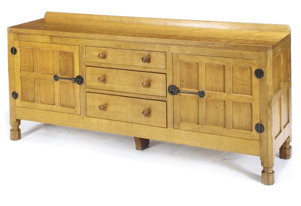 A PAIR OF ENGLISH OAK SIDEBOARDS,