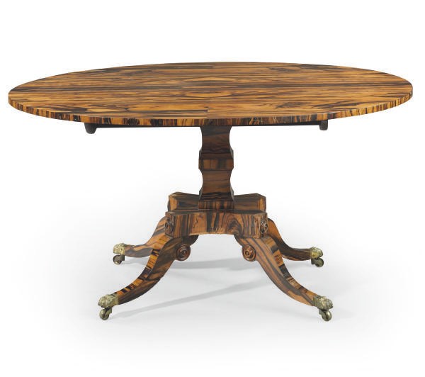 AN ENGLISH CALAMANDER BREAKFAST TABLE,
