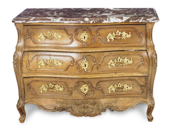 A LOUIS XV PROVINCIAL WALNUT COMMODE,