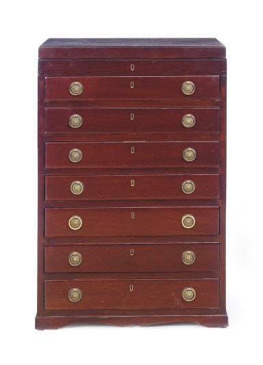 AN ENGLISH MAHOGANY SILVER-CHEST,