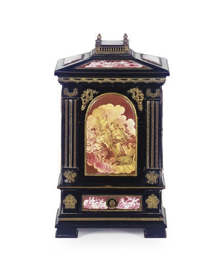 A CONTINENTAL GILT-METAL MOUNTED EBONIZED TABLE CABINET,