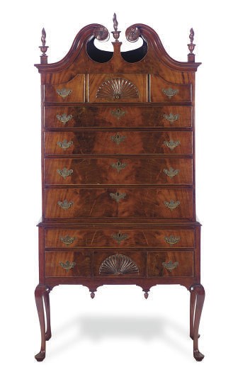AN AMERICAN MAHOGANY HIGHBOY,