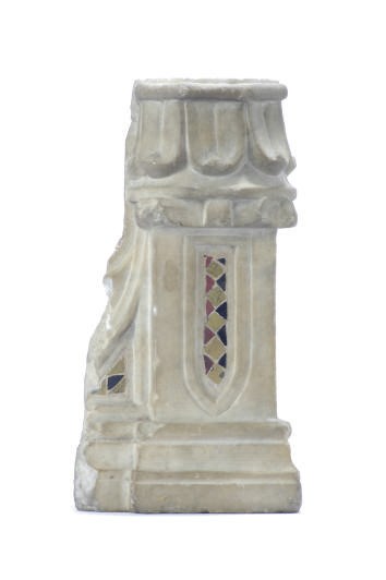AN ITALIAN MARBLE AND COSMATI MOSAIC FRAGMENT,