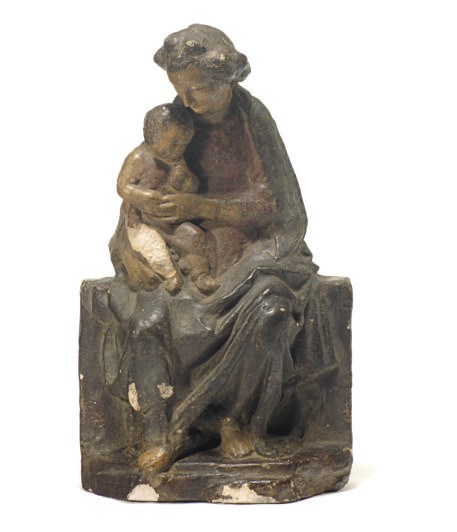AN ITALIAN PAINTED PLASTER GROUP OF THE VIRGIN AND CHILD,