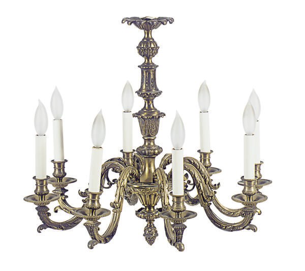 A GILT-BRONZE EIGHT-LIGHT CHANDELIER,
