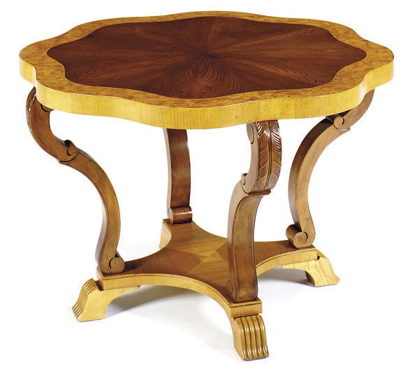 A SWEDISH MAHOGANY, BIRCH AND ELM SIDE TABLE,