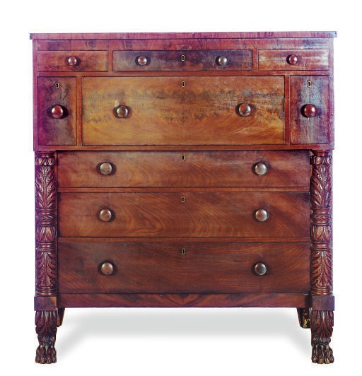 AN AMERICAN EMPIRE MAHOGANY SECRETARY CHEST-OF-DRAWERS,