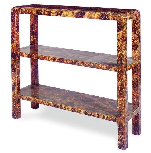 A FAUX TORTOISHELL ETAGERE,