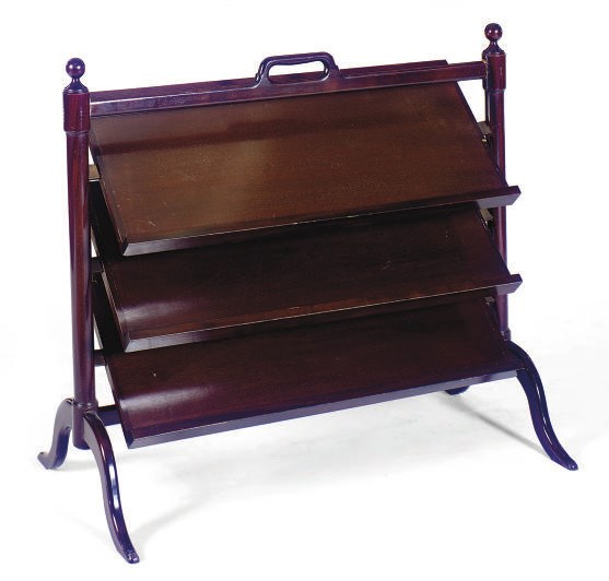 A MAHOGANY MAGAZINE RACK,