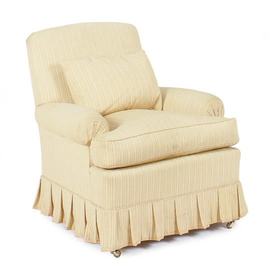 AN UPHOLSTERED CLUB CHAIR,