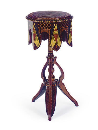 A POLYCHROME-PAINTED EGYPTIAN REVIVAL LOW SIDE TABLE,