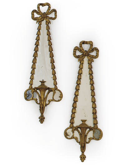 A PAIR OF GILTWOOD GIRANDOLE WALL MIRRORS,