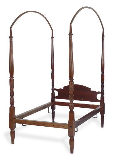 AN AMERICAN MAHOGANY FOUR-POSTER BED,