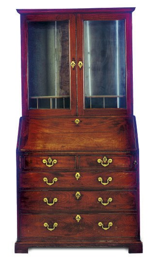 A GEORGE III MAHOGANY SECRETAIRE BOOKCASE,