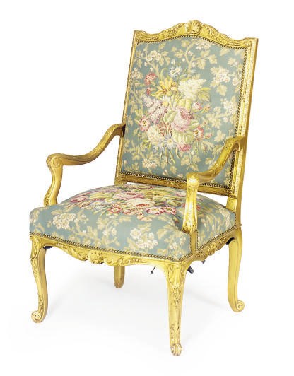 A FRENCH GILTWOOD FAUTEUIL,