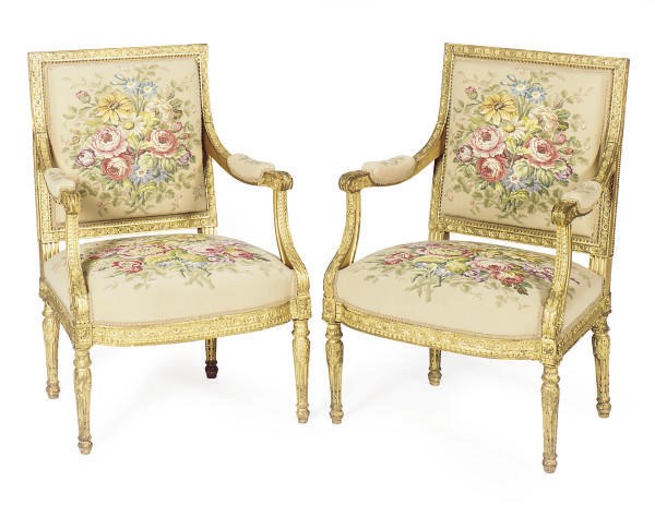 A PAIR OF FRENCH GILTWOOD FAUTEUILS,