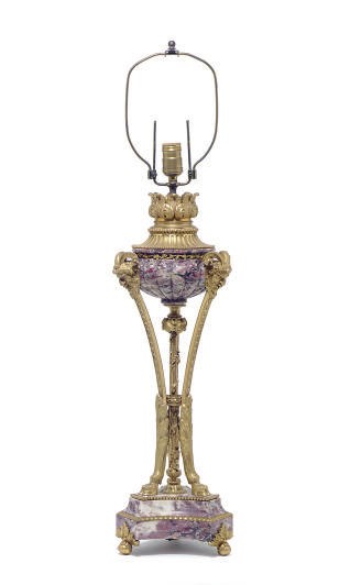 A FRENCH GILT-BRONZE MOUNTED MARBLE URN,