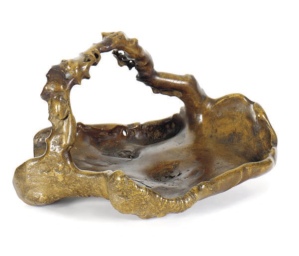 A BURLWOOD BASKET,