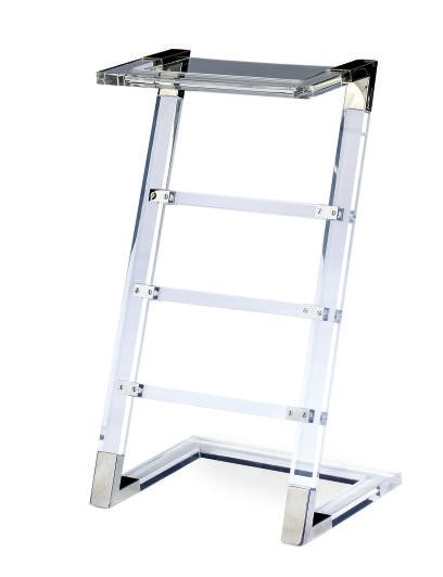 A LUCITE AND CHROME TOWEL RACK,