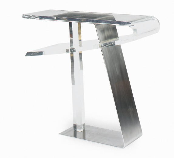 A STEEL AND ACRYLIC CONSOLE TABLE,