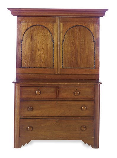 A VICTORIAN WALNUT AND PART-EBONIZED CABINET-ON-CHEST,