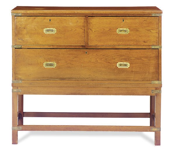 AN ENGLISH WALNUT CAMPAIGN-CHEST-ON-STAND,