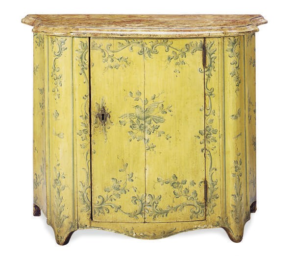 A POLYCHROME-PAINTED SIDE CABINET,