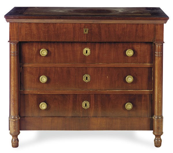 A NORTH EUROPEAN GILT-BRONZE MOUNTED MAHOGANY COMMODE,