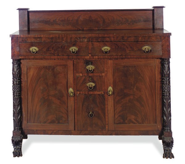 AN AMERICAN LATE CLASSICAL MAHOGANY SIDEBOARD,