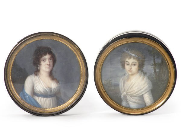 TWO FRENCH PORTRAIT PATCH BOXES**,