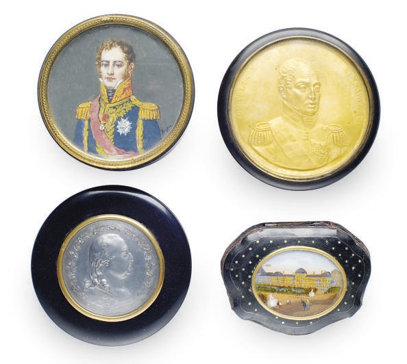 FOUR CONTINENTAL PORTRAIT PATCH BOXES**,