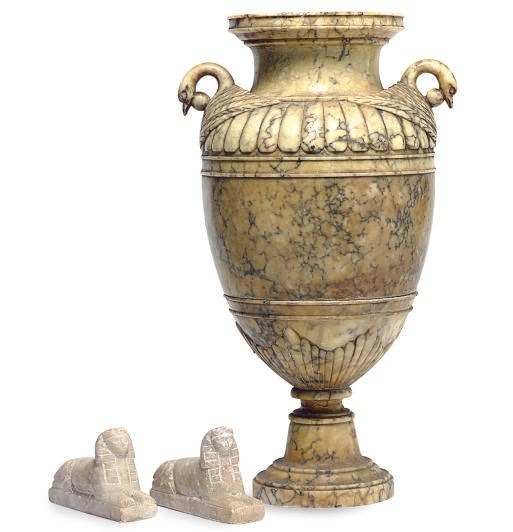 A MARBLE BALUSTER VASE,