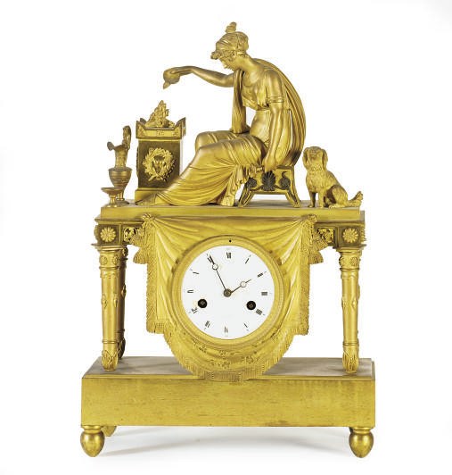 AN EMPIRE ORMOLU MANTLE CLOCK,