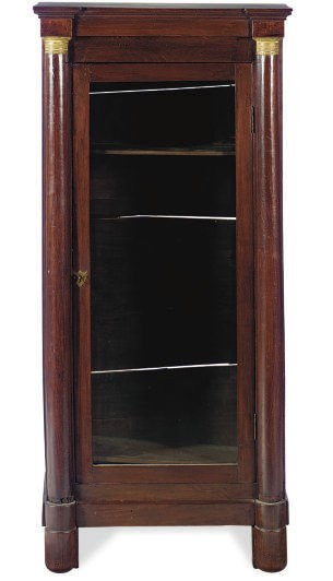 A FRENCH GILT-BRONZE MOUNTED MAHOGANY AND BEECHWOOD VITRINE CABINET,