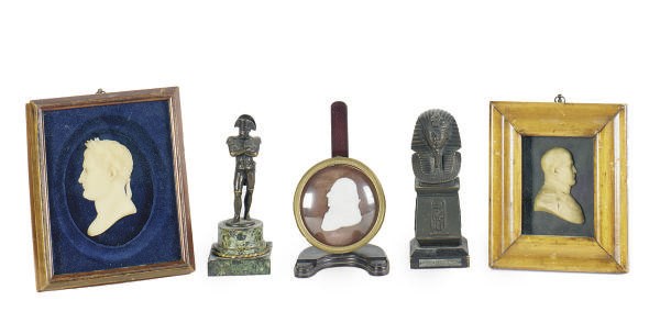 TWO FRAMED WAX PROFILE BUSTS,