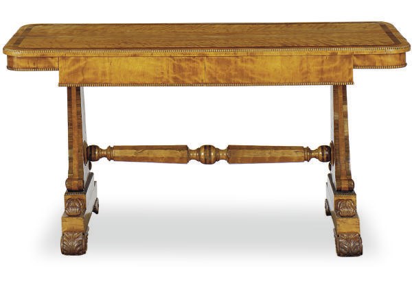 A GEORGE IV SATINWOOD AND ROSEWOOD BANDED LIBRARY TABLE**,