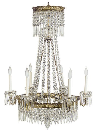 A FRENCH ORMOLU AND CUT-GLASS SIX-LIGHT CHANDELIER,