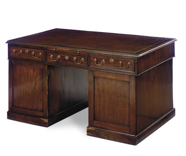 AN ENGLISH MAHOGANY PARTNER'S DESK,