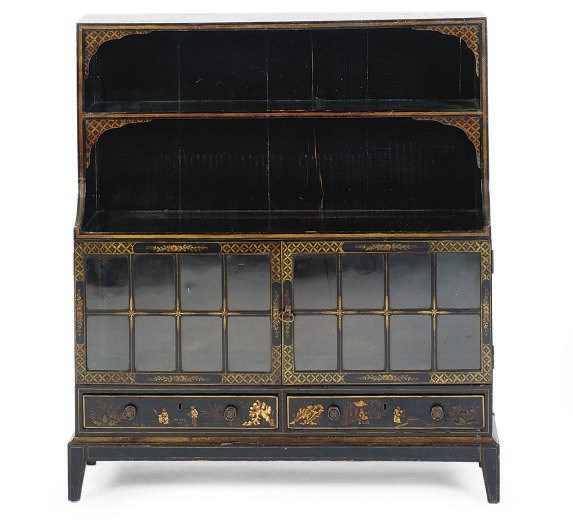 A SCARLET, BLACK AND GILT-LACQUERED CABINET,