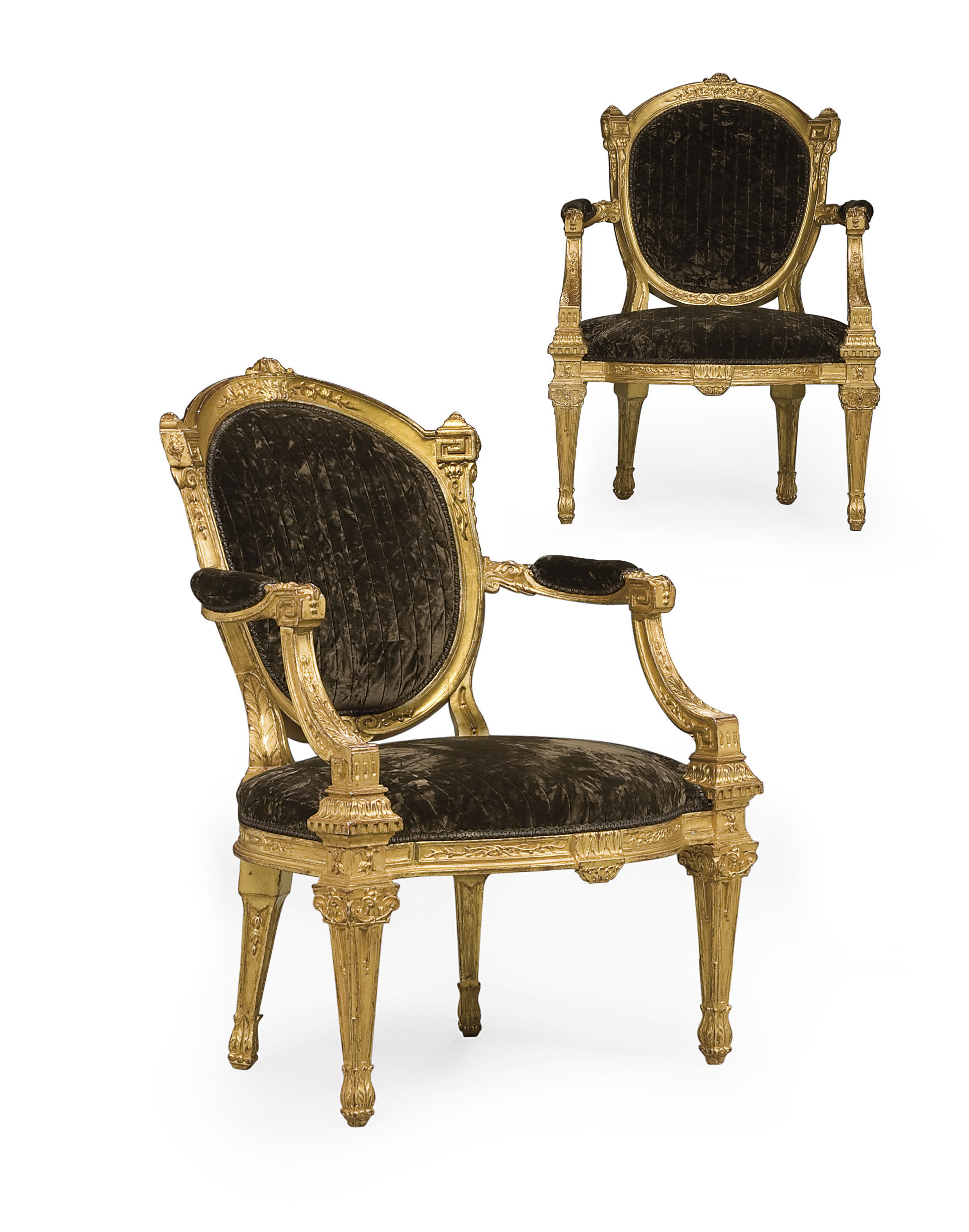 A PAIR OF PORTUGUESE GILTWOOD FAUTEUILS